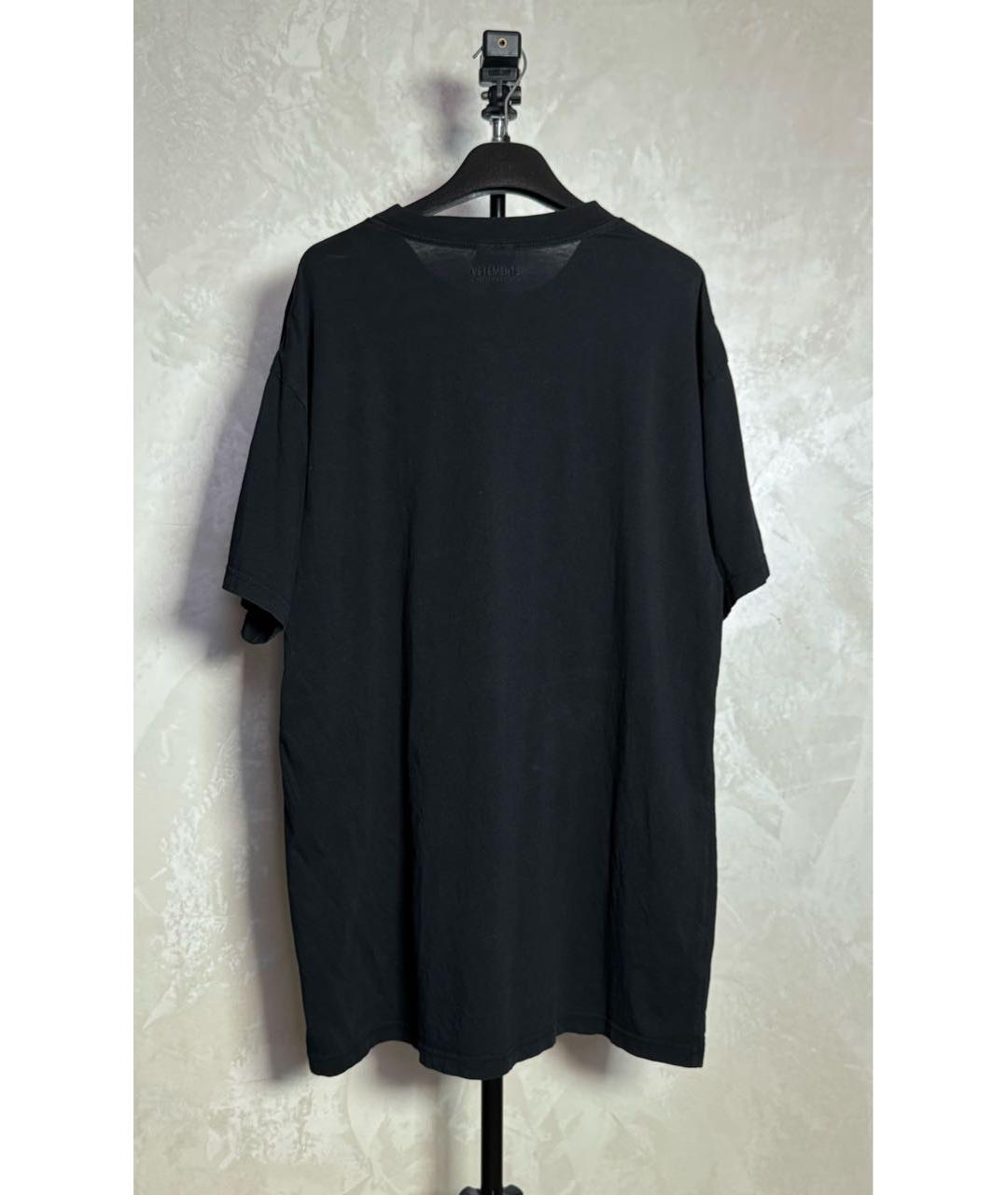 VETEMENTS Черная хлопковая футболка, фото 3