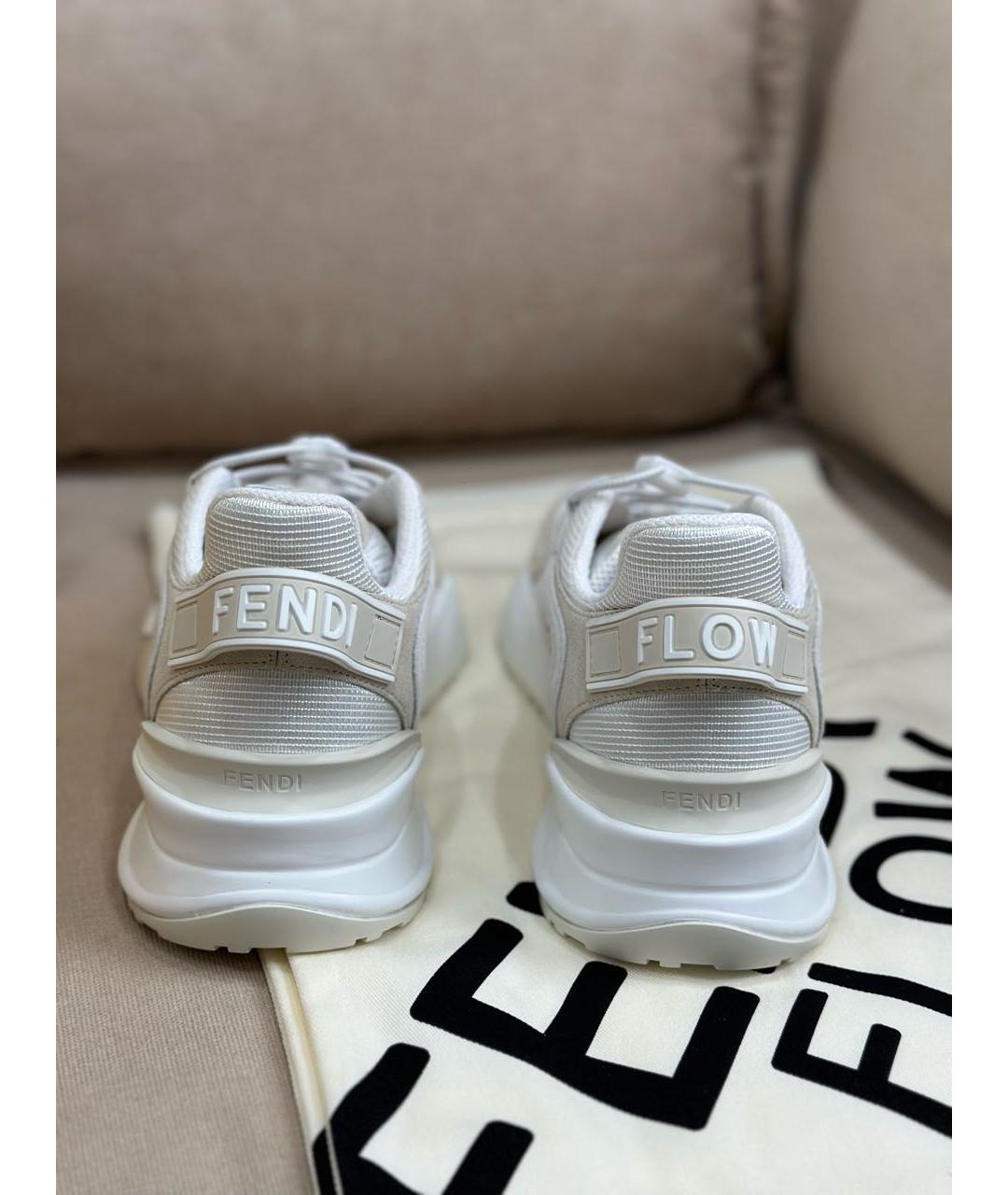 FENDI Белые текстильные кроссовки, фото 4