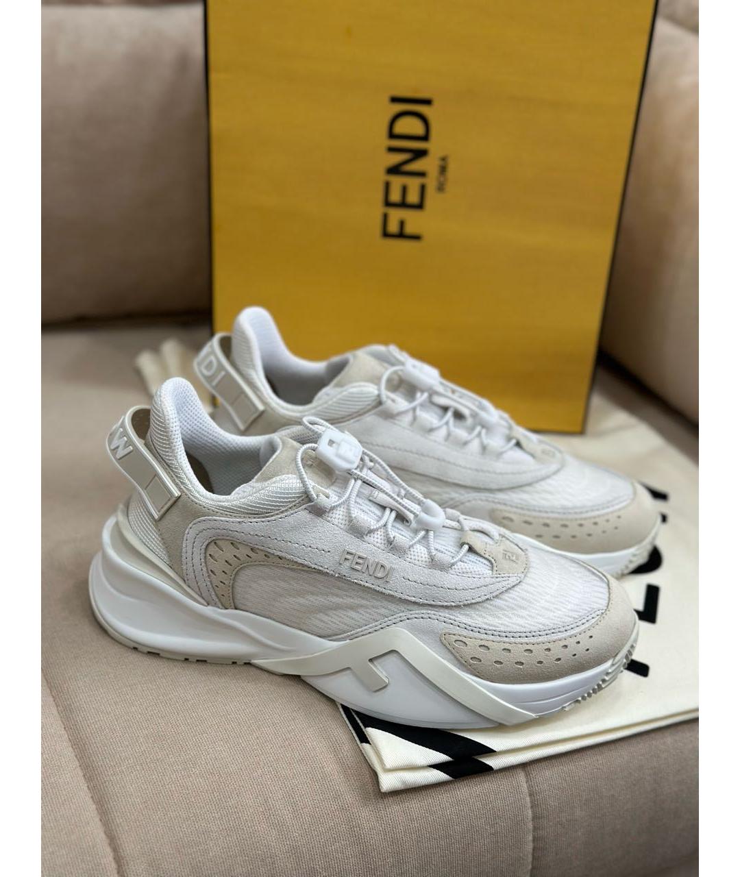 FENDI Белые текстильные кроссовки, фото 5