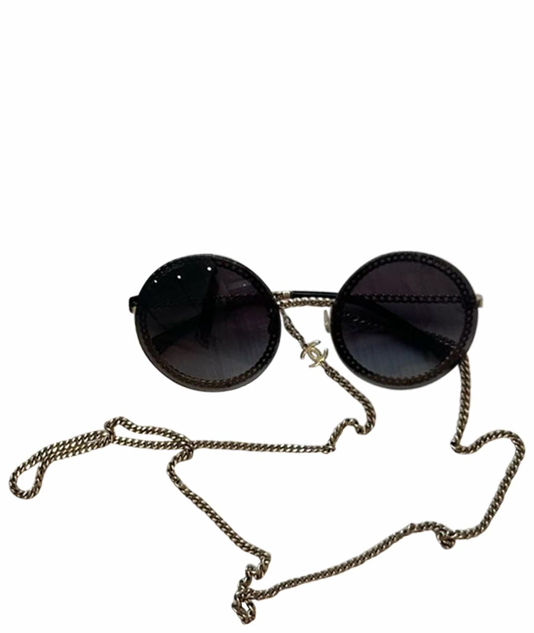 CHANEL Черные металлические солнцезащитные очки, фото 1