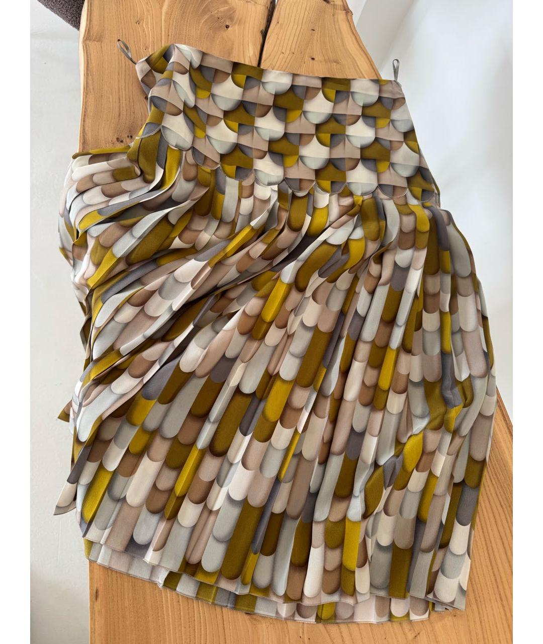BOTTEGA VENETA Мульти шелковая юбка миди, фото 4