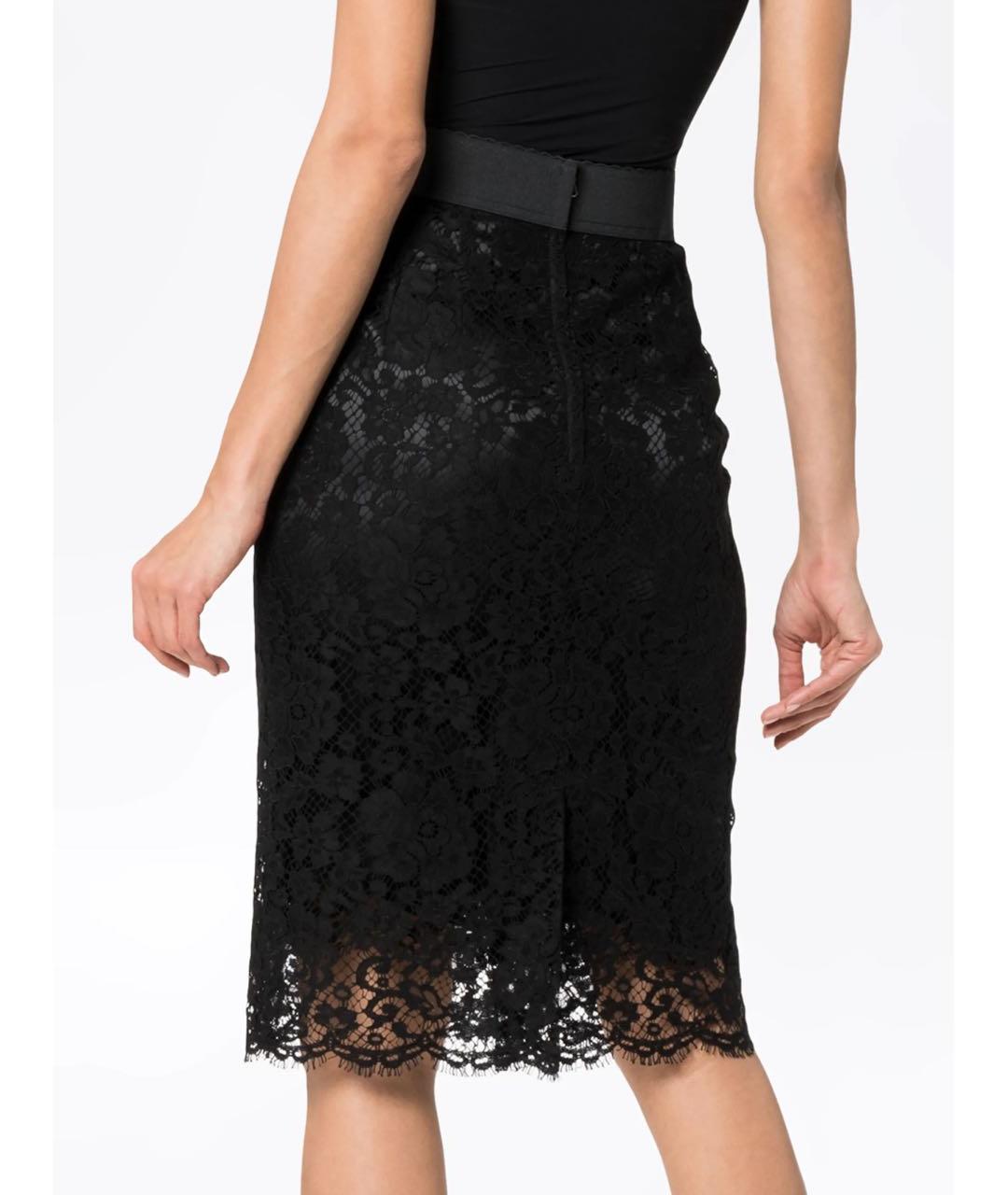 DOLCE&GABBANA Черная хлопковая юбка миди, фото 3