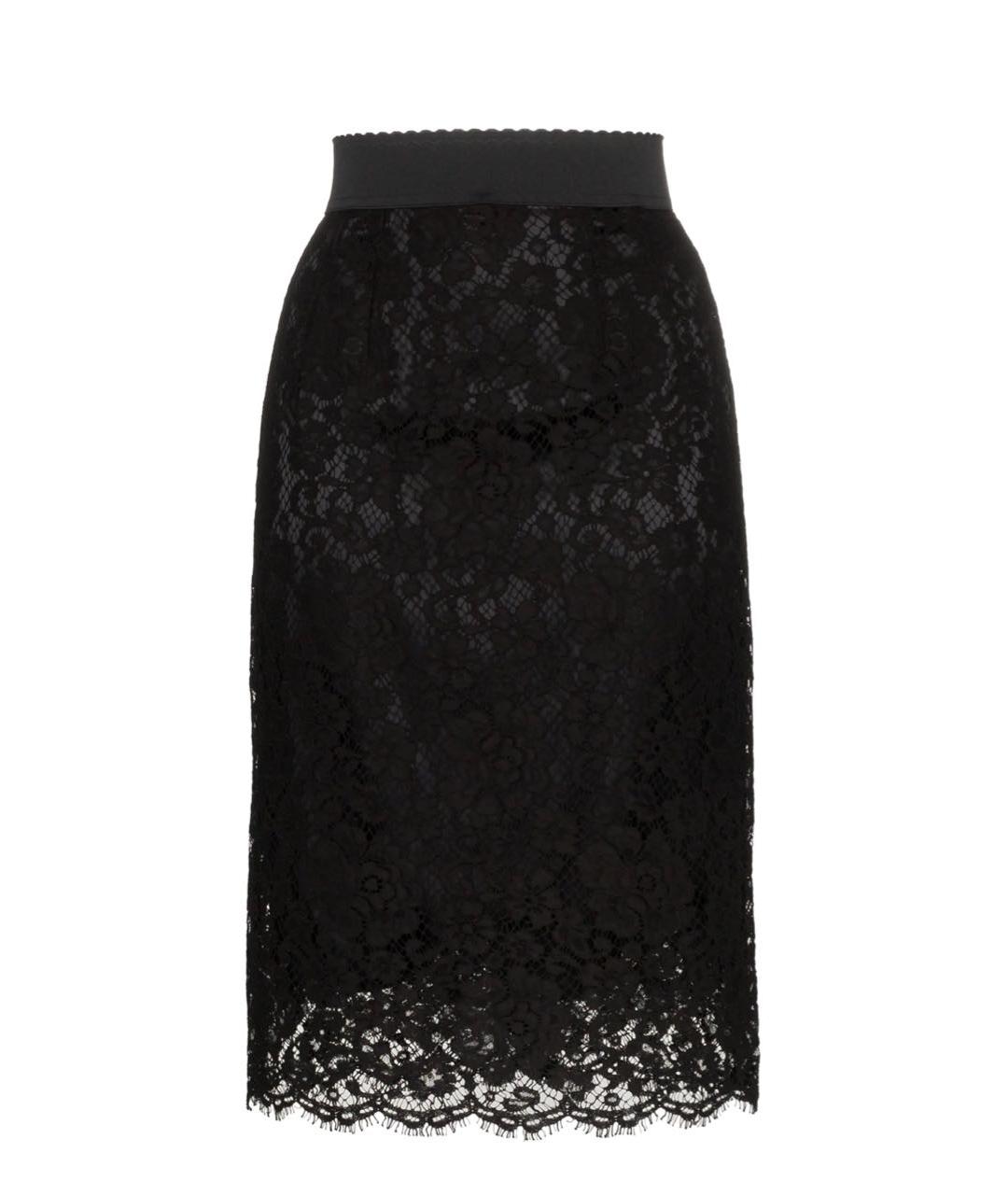 DOLCE&GABBANA Черная хлопковая юбка миди, фото 1