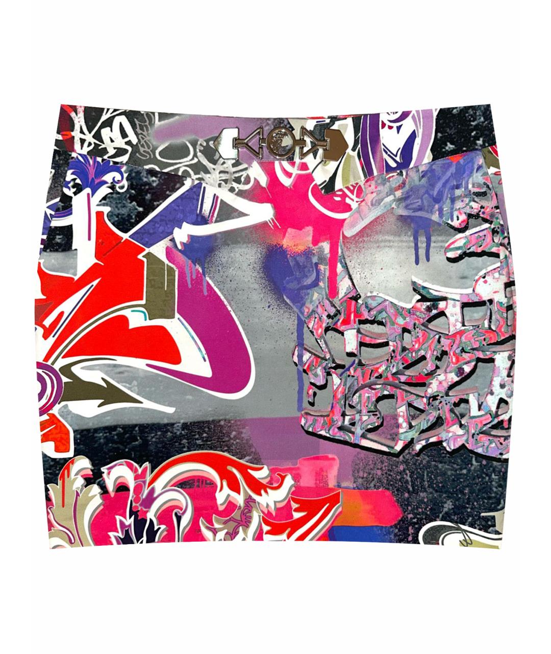 VERSACE COLLECTION Мульти хлопко-эластановая юбка мини, фото 1