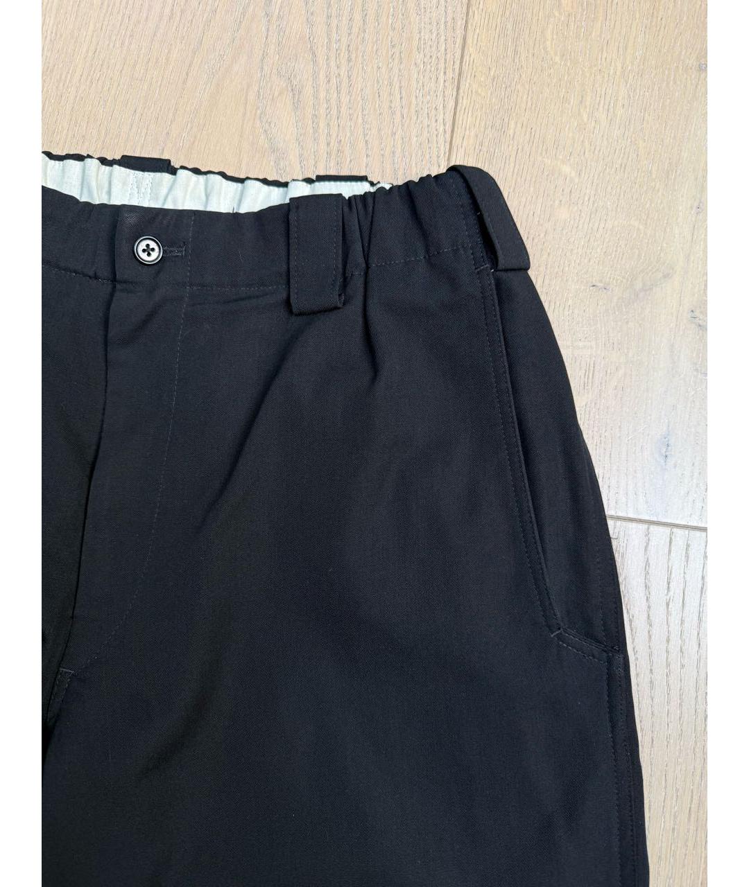YOHJI YAMAMOTO Черные шерстяные повседневные брюки, фото 3