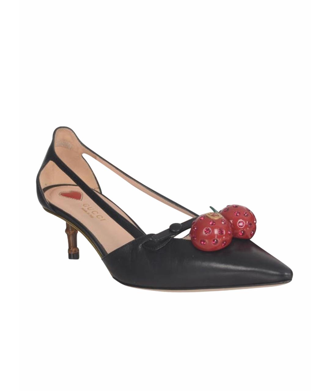 GUCCI Черные кожаные туфли, фото 1