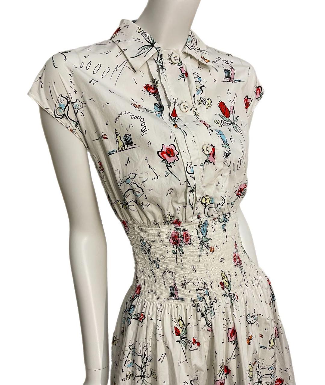 PRADA Белое хлопковое повседневное платье, фото 2