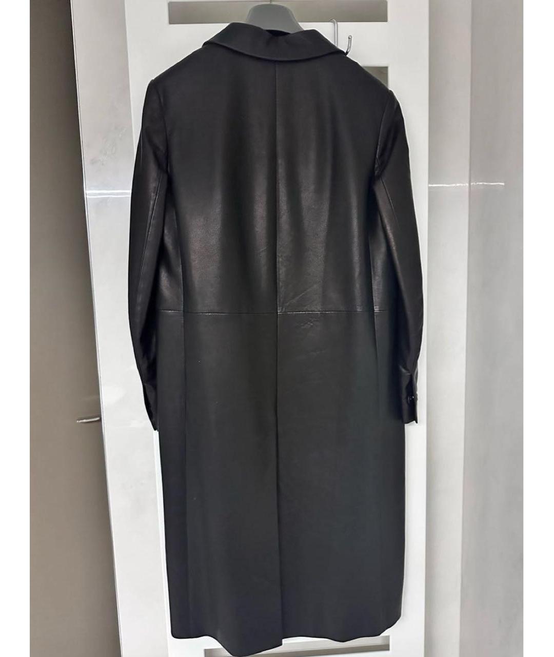 PRADA Черное кожаное пальто, фото 2