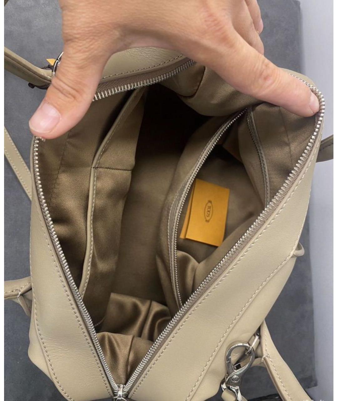 TOD'S Бежевая кожаная сумка тоут, фото 4