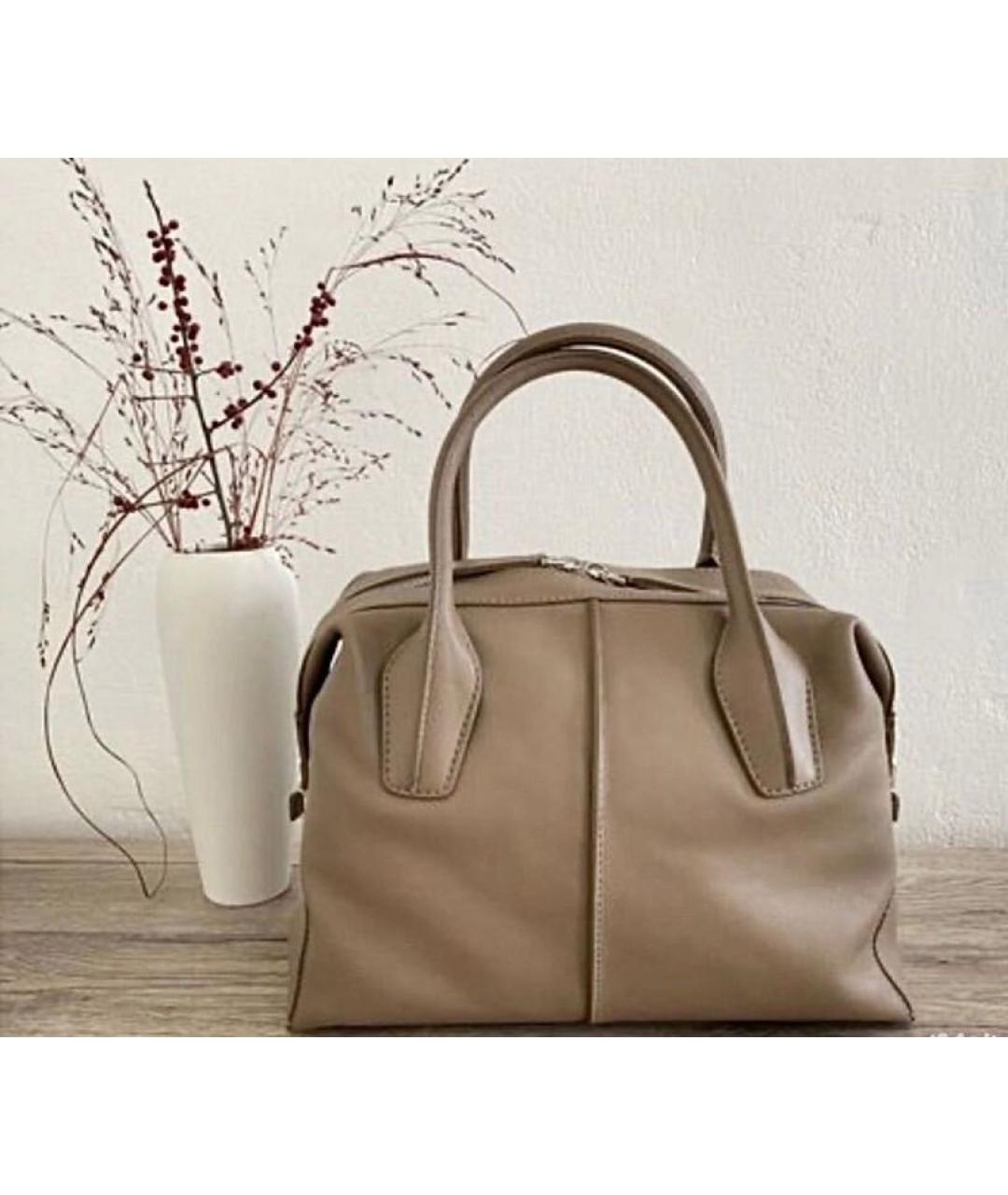 TOD'S Бежевая кожаная сумка тоут, фото 3