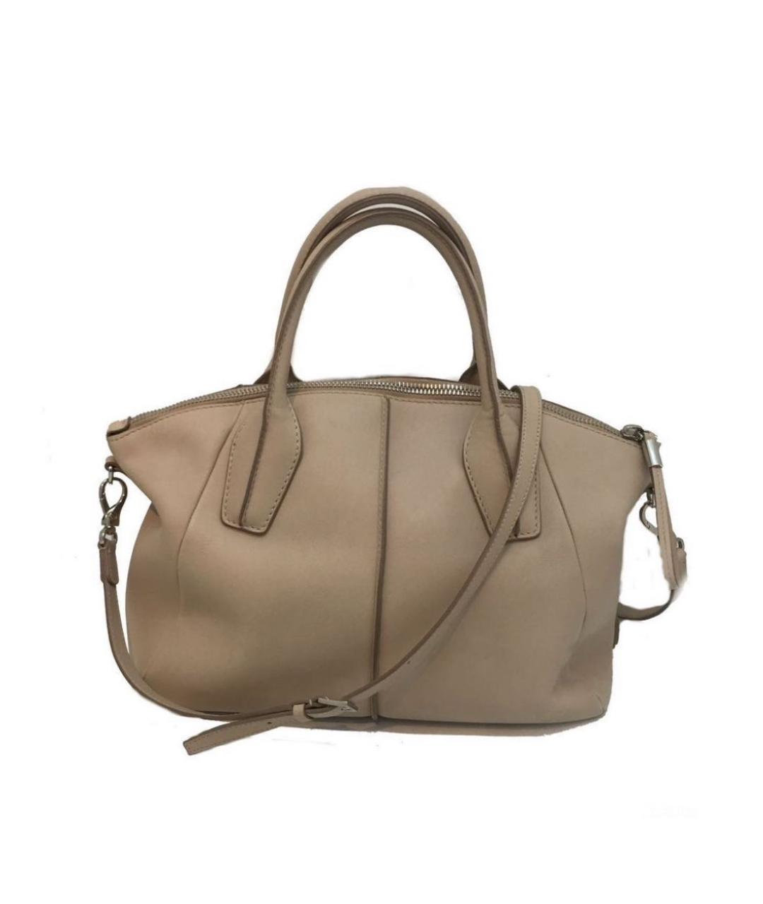 TOD'S Бежевая кожаная сумка тоут, фото 1