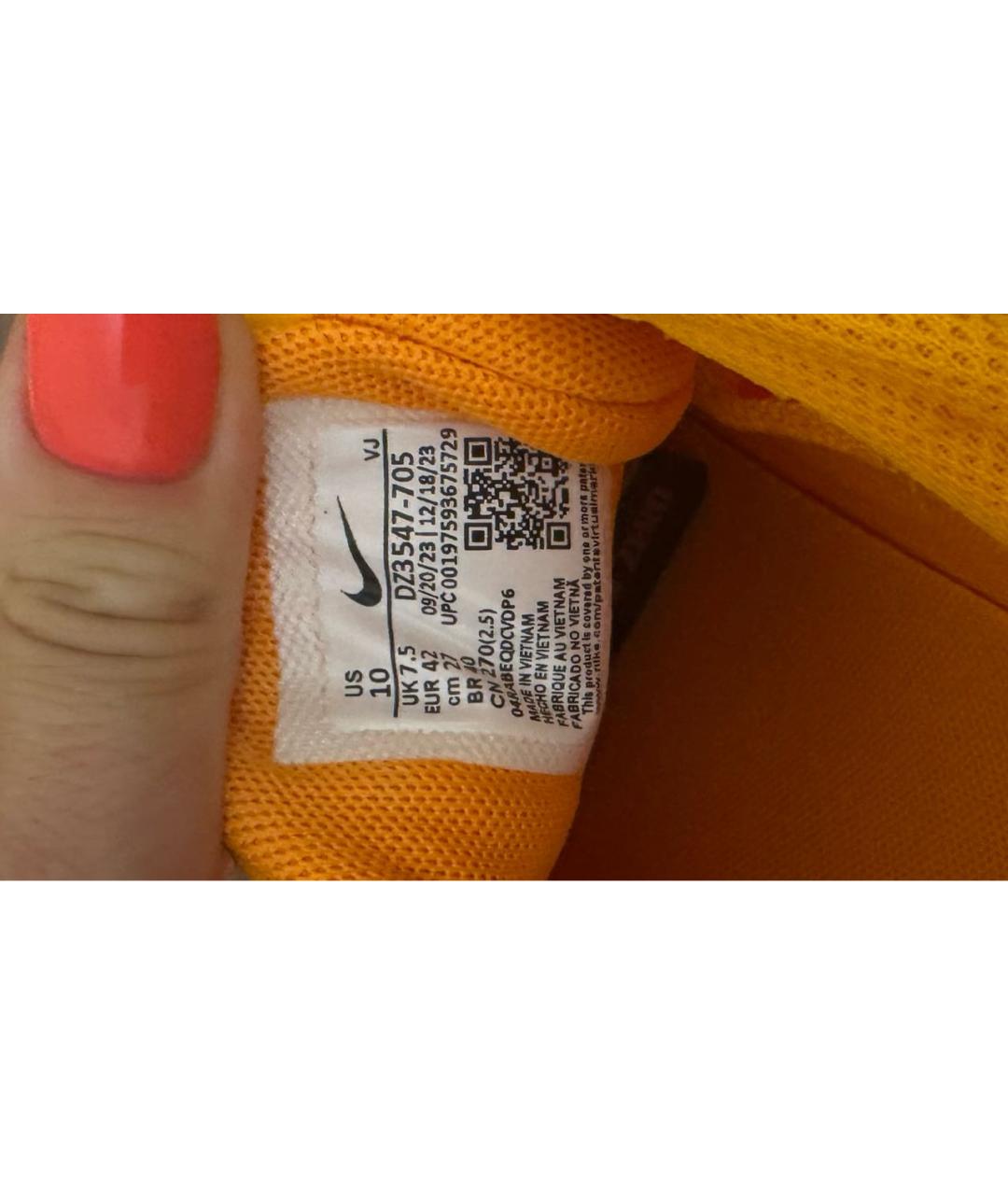 NIKE Оранжевое синтетические кроссовки, фото 7