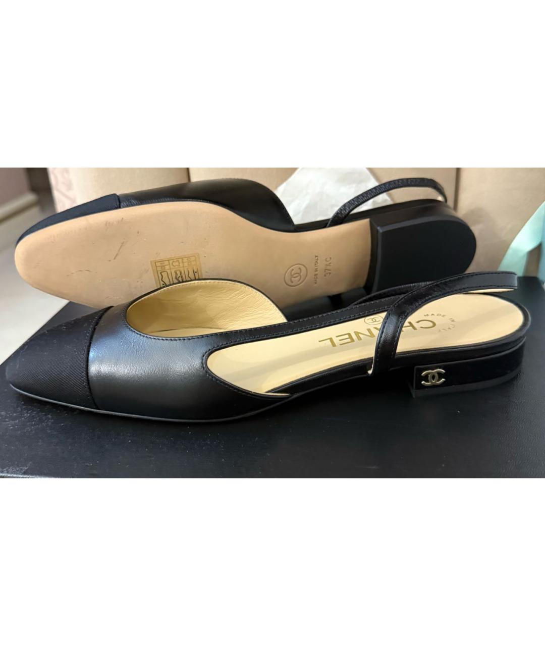 CHANEL Черные кожаные туфли, фото 5