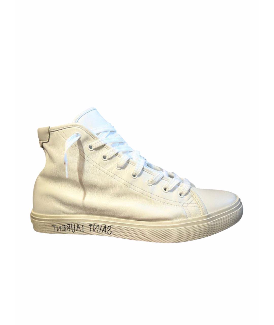 SAINT LAURENT Белые кожаные высокие кроссовки / кеды, фото 1