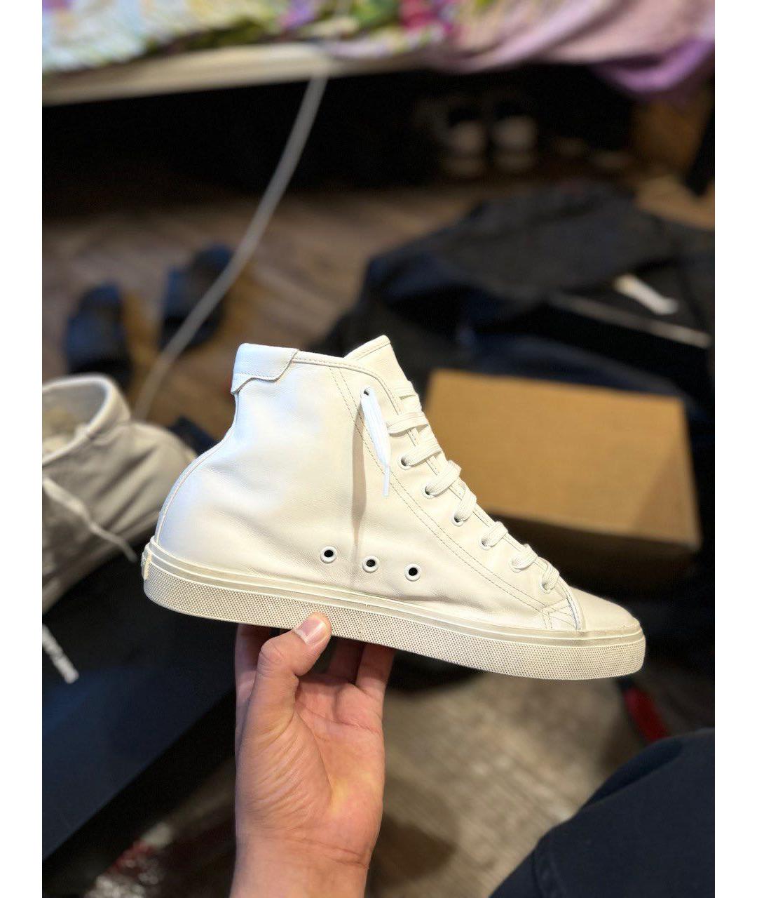 SAINT LAURENT Белые кожаные высокие кроссовки / кеды, фото 4