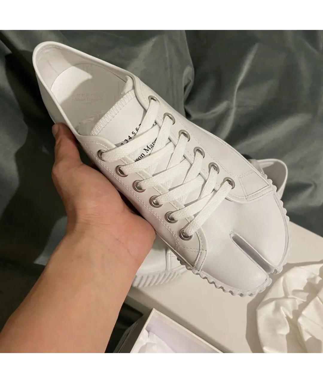 MAISON MARGIELA Белые кожаные низкие кроссовки / кеды, фото 3