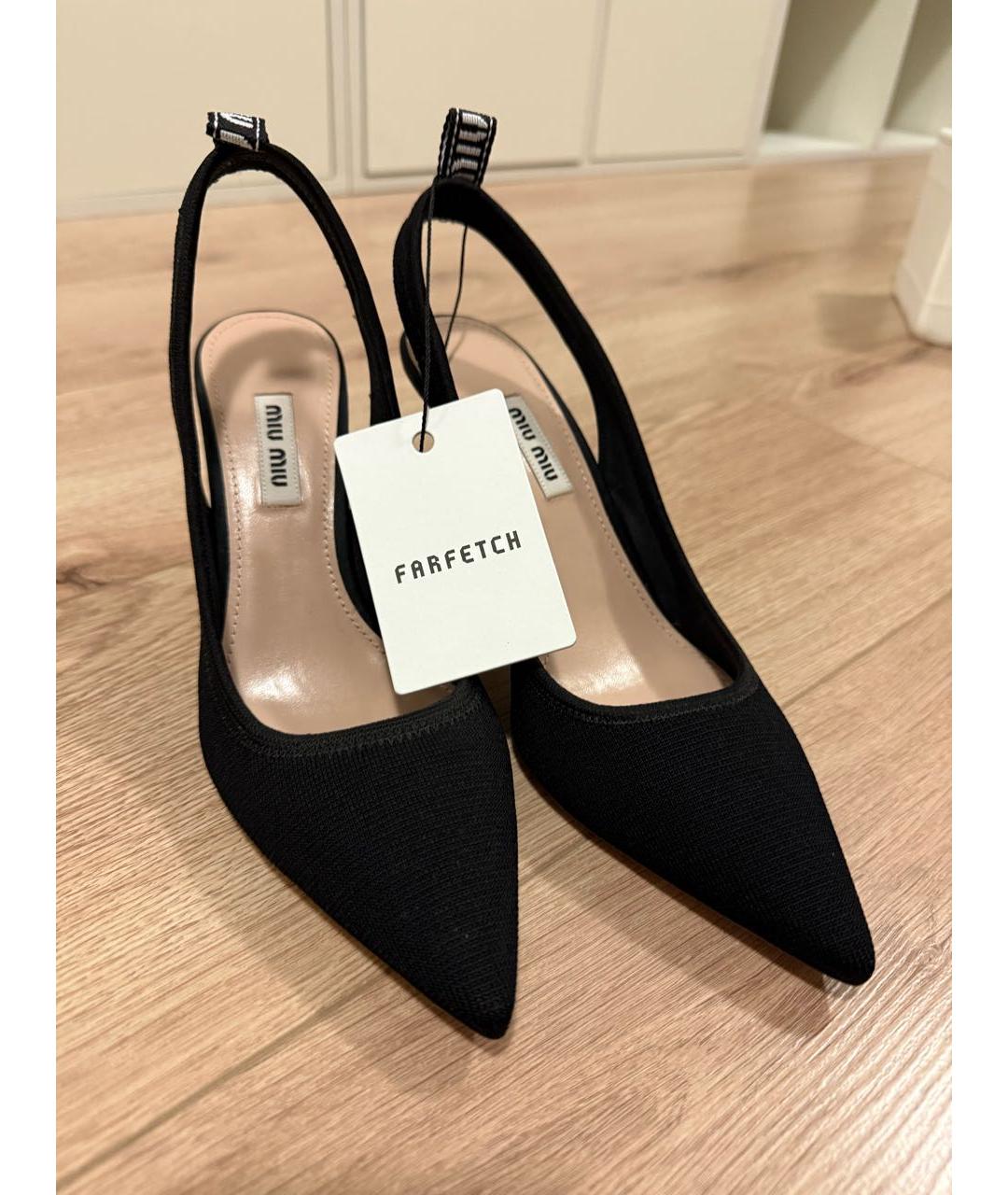 MIU MIU Черные текстильные туфли, фото 2