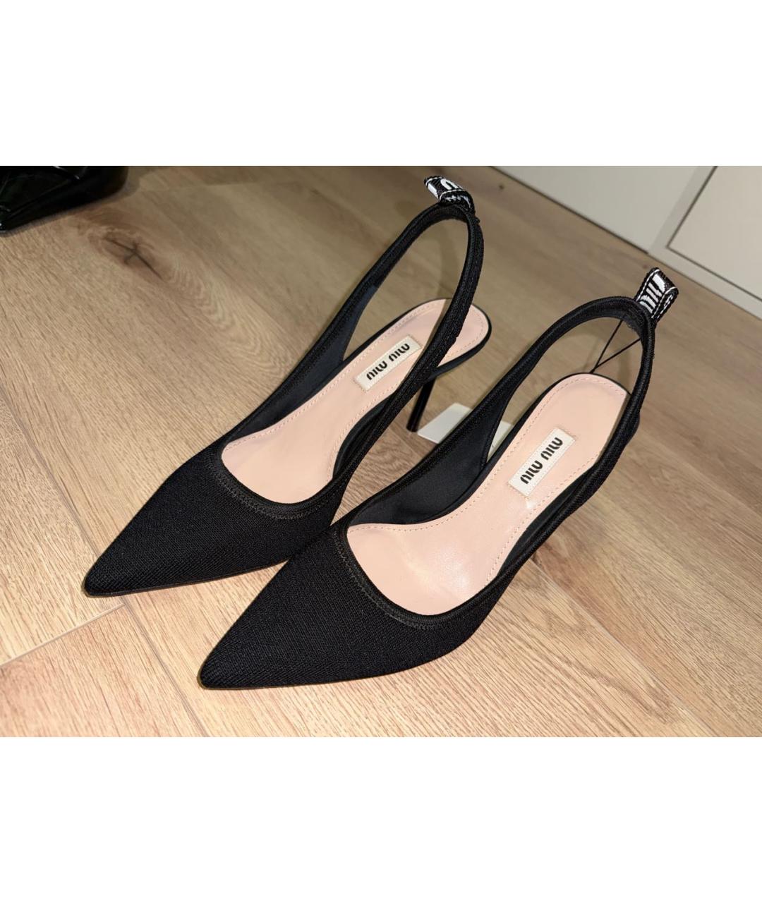 MIU MIU Черные текстильные туфли, фото 4