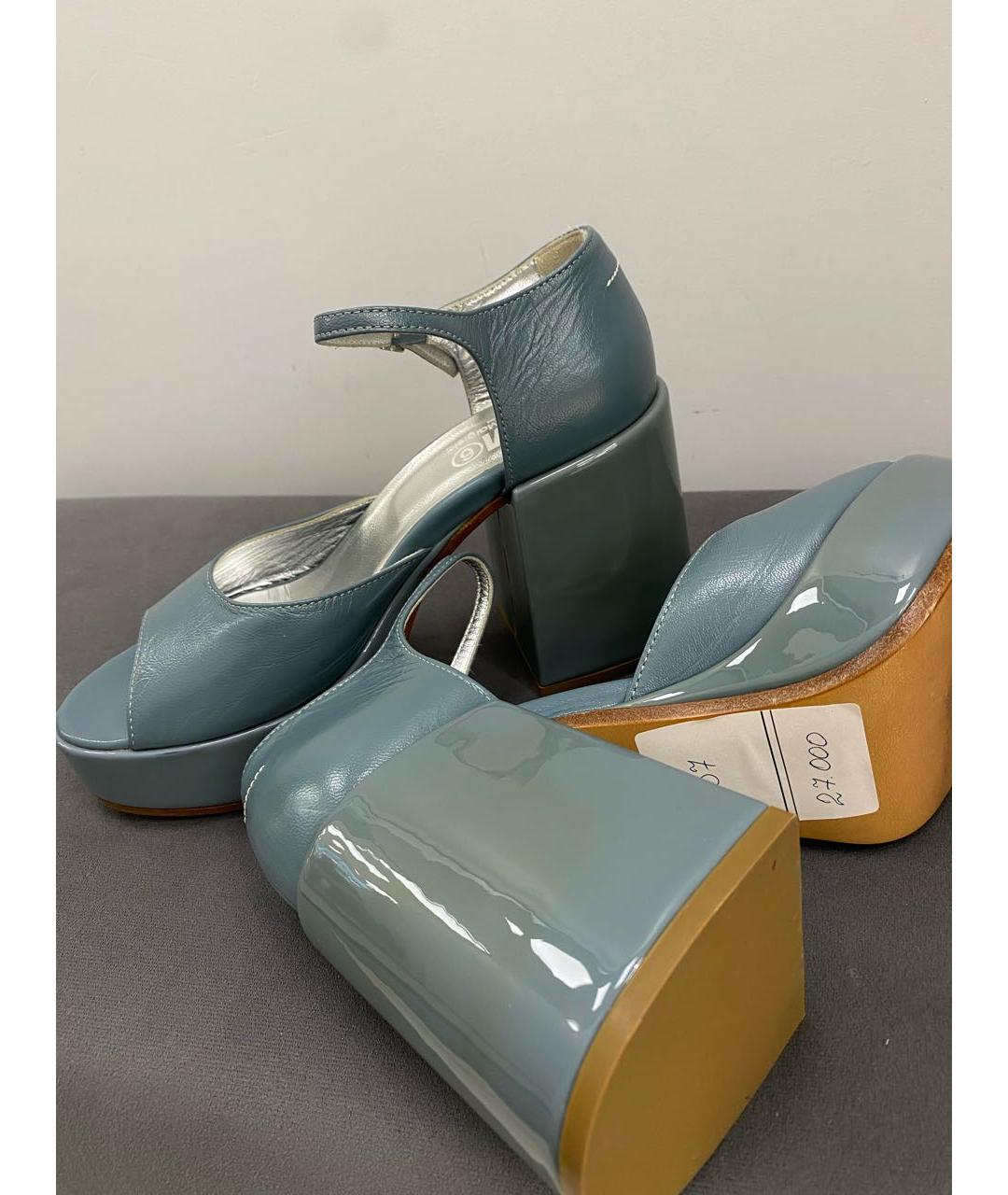 MM6 MAISON MARGIELA Голубые кожаные босоножки, фото 8