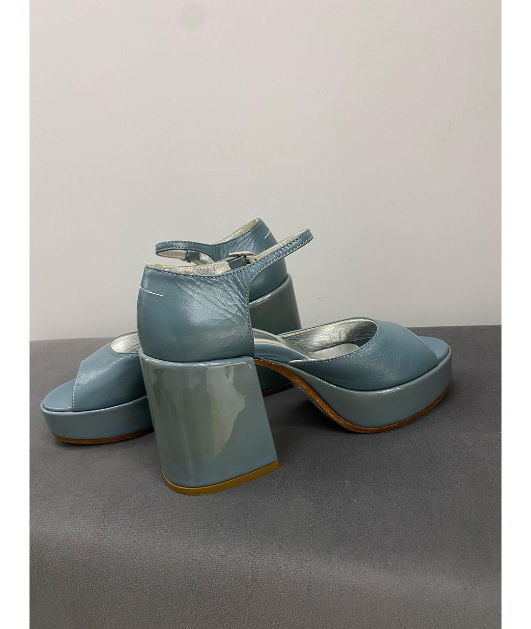 MM6 MAISON MARGIELA Голубые кожаные босоножки, фото 6