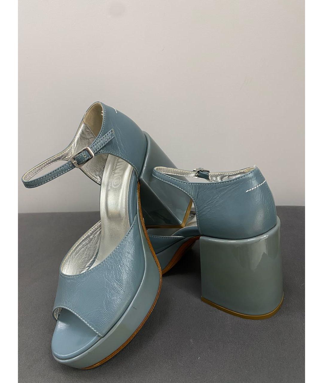 MM6 MAISON MARGIELA Голубые кожаные босоножки, фото 5