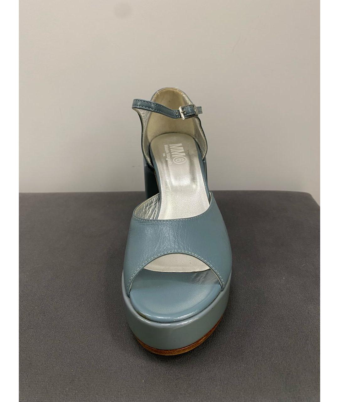 MM6 MAISON MARGIELA Голубые кожаные босоножки, фото 3