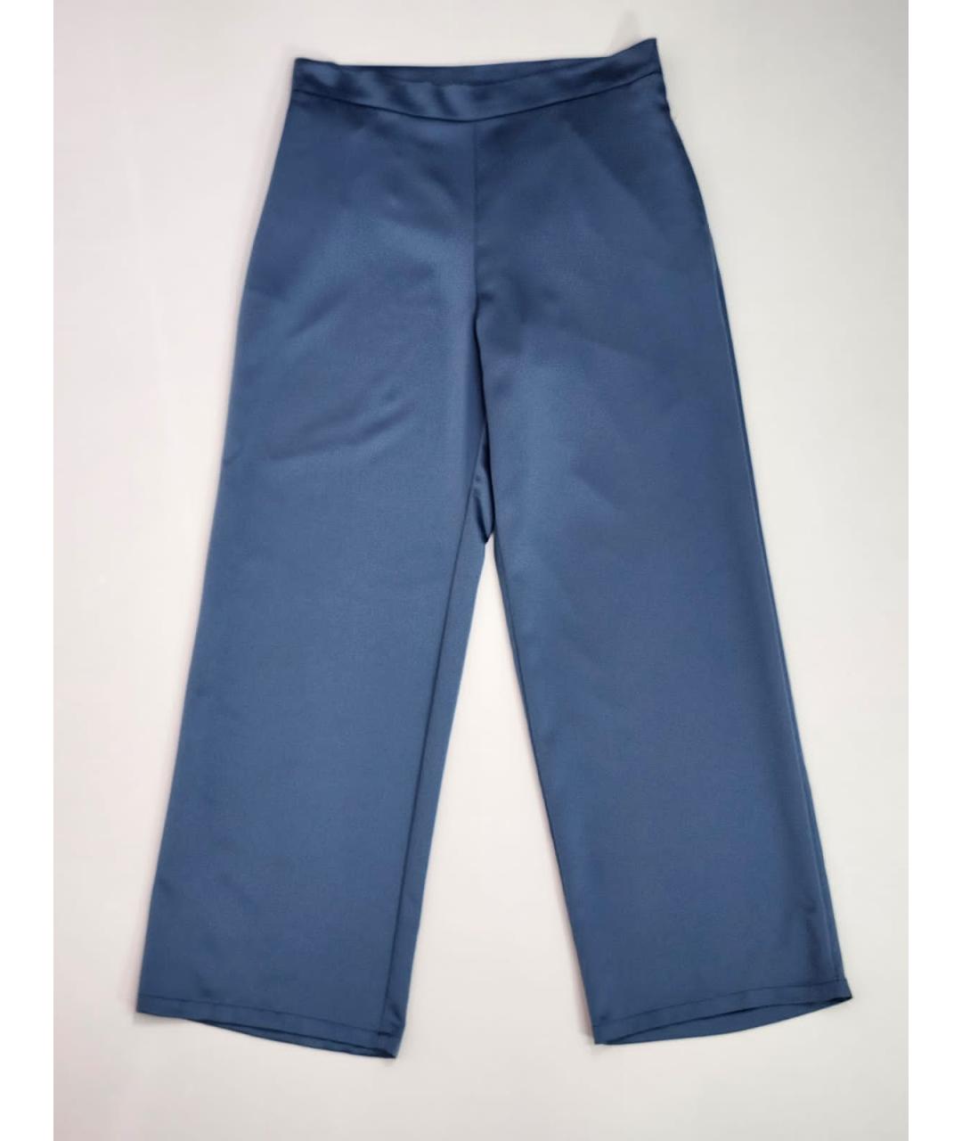MAX MARA Голубые полиэстеровые прямые брюки, фото 7