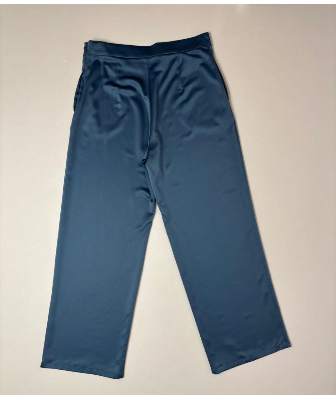 MAX MARA Голубые полиэстеровые прямые брюки, фото 2