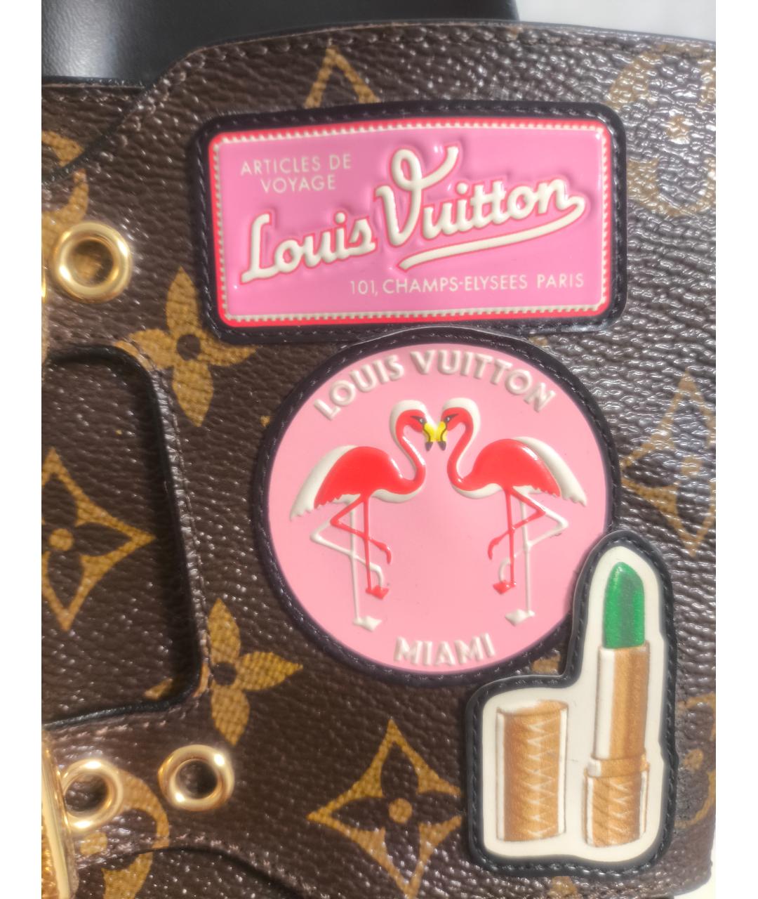 LOUIS VUITTON Коричневые кожаные шлепанцы, фото 5