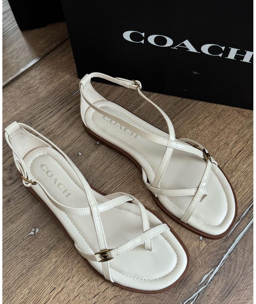 COACH Белые кожаные сандалии, фото 3