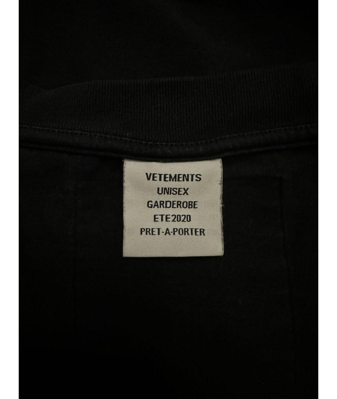 VETEMENTS Черная хлопковая футболка, фото 5