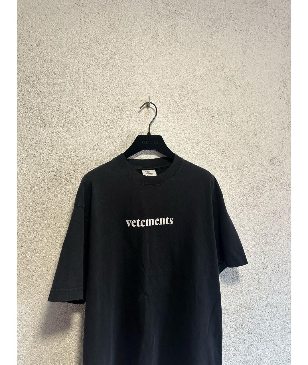 VETEMENTS Черная хлопковая футболка, фото 3