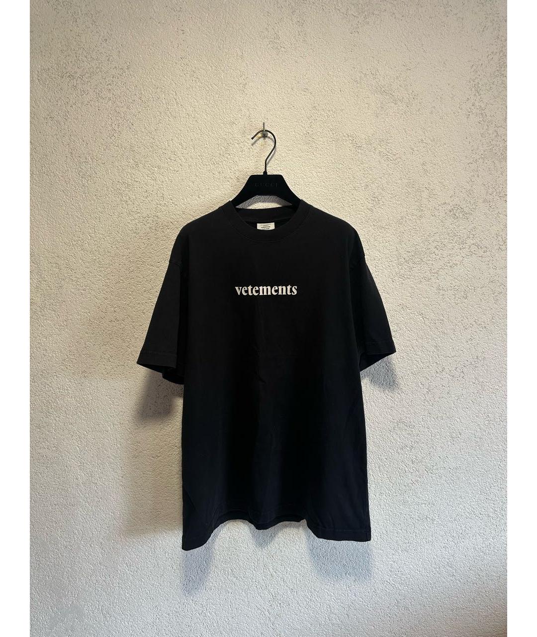 VETEMENTS Черная хлопковая футболка, фото 7
