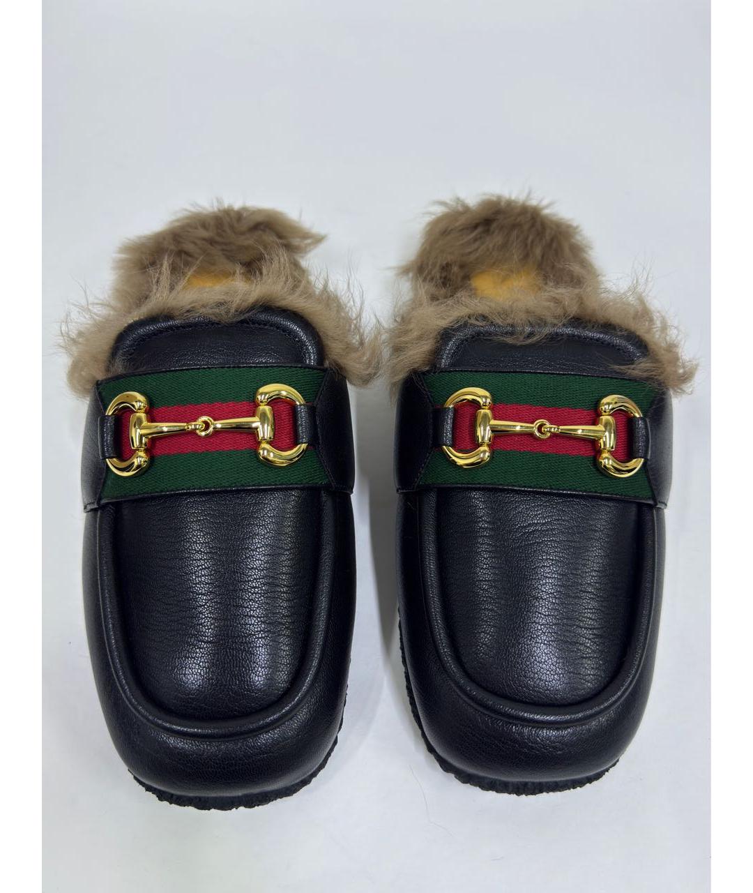 GUCCI Черные кожаные шлепанцы, фото 3