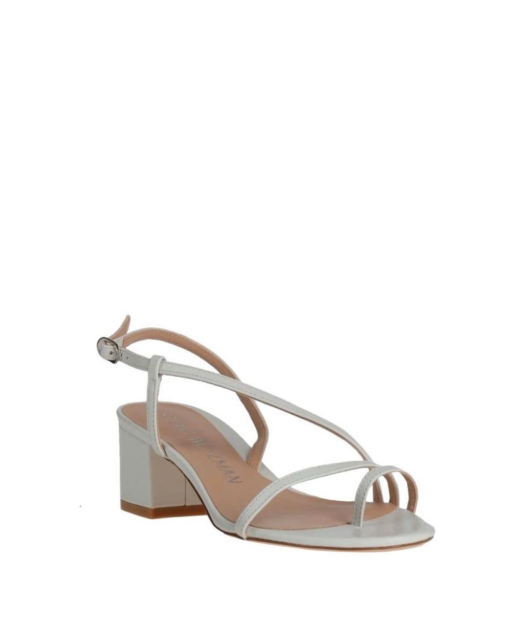STUART WEITZMAN Белые кожаные босоножки, фото 3