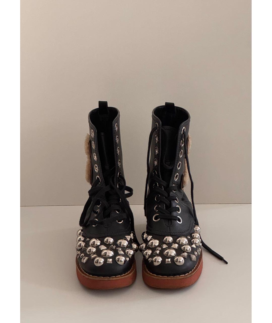 MIU MIU Черные кожаные ботинки, фото 2