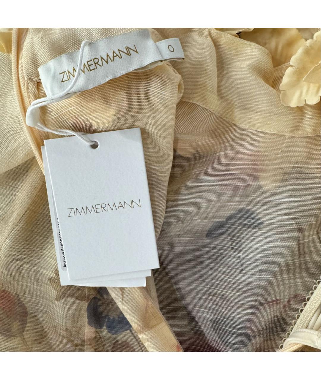ZIMMERMANN Бежевое льняное коктейльное платье, фото 3