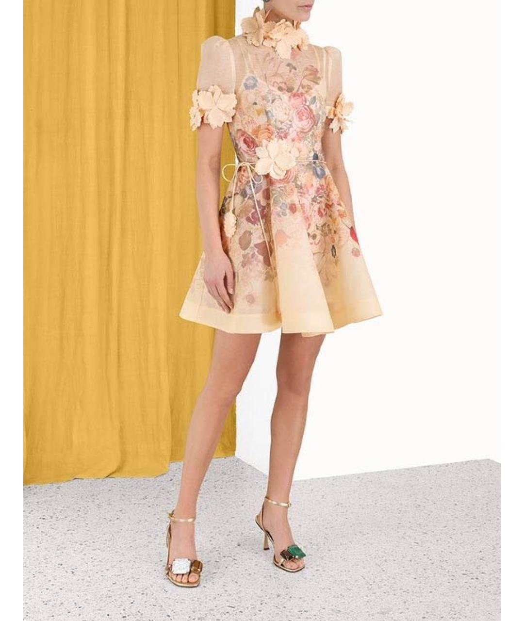 ZIMMERMANN Бежевое льняное коктейльное платье, фото 7