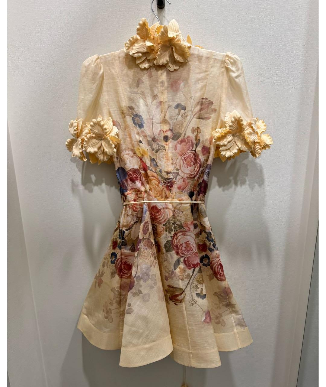 ZIMMERMANN Бежевое льняное коктейльное платье, фото 2