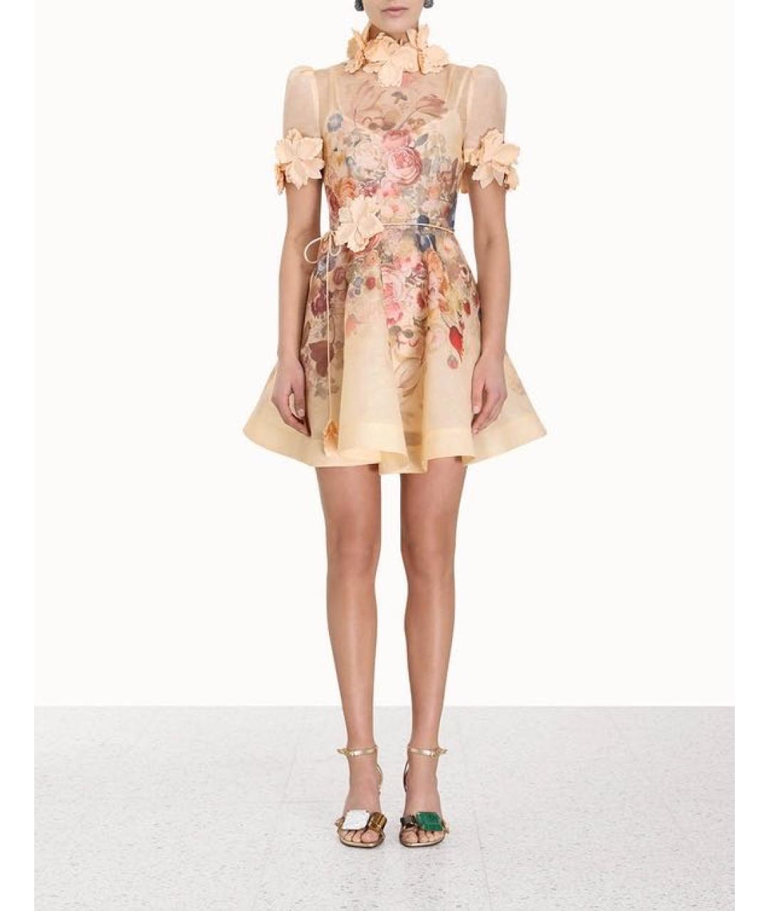 ZIMMERMANN Бежевое льняное коктейльное платье, фото 6
