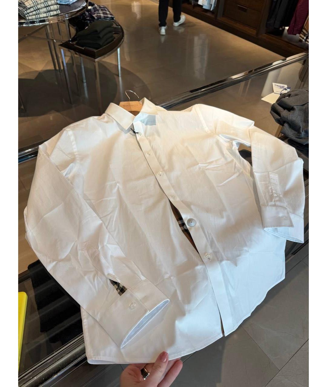 BURBERRY Белая хлопковая классическая рубашка, фото 2