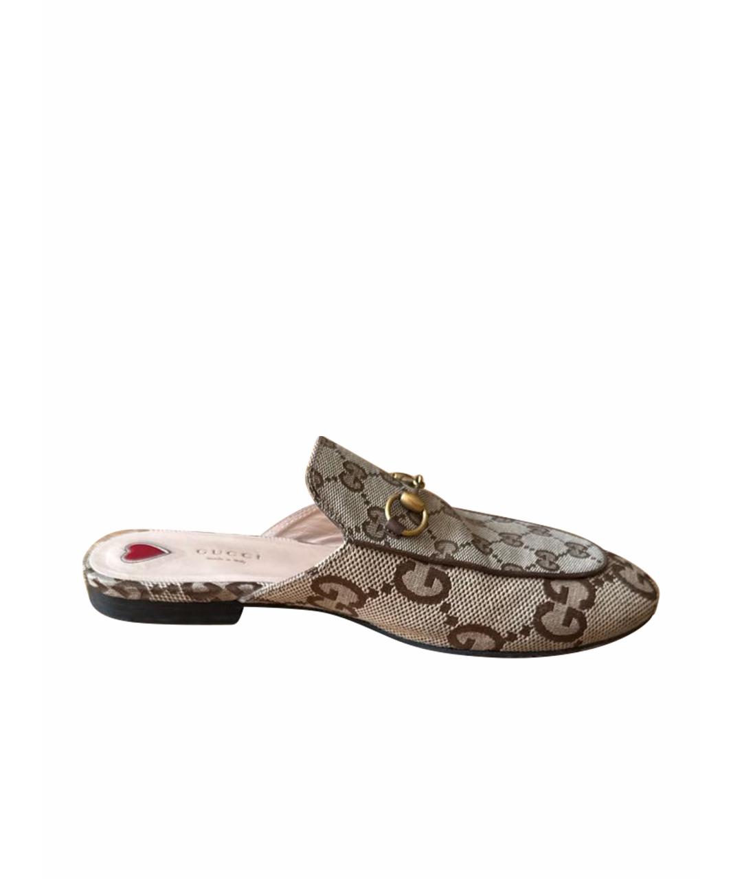 GUCCI Бежевые кожаные мюли, фото 1