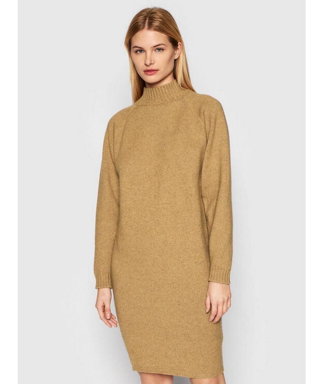 HUGO BOSS Горчичное шерстяное повседневное платье, фото 4