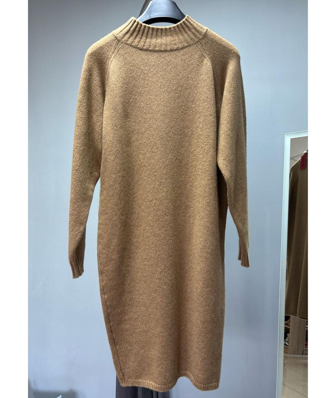 HUGO BOSS Горчичное шерстяное повседневное платье, фото 3