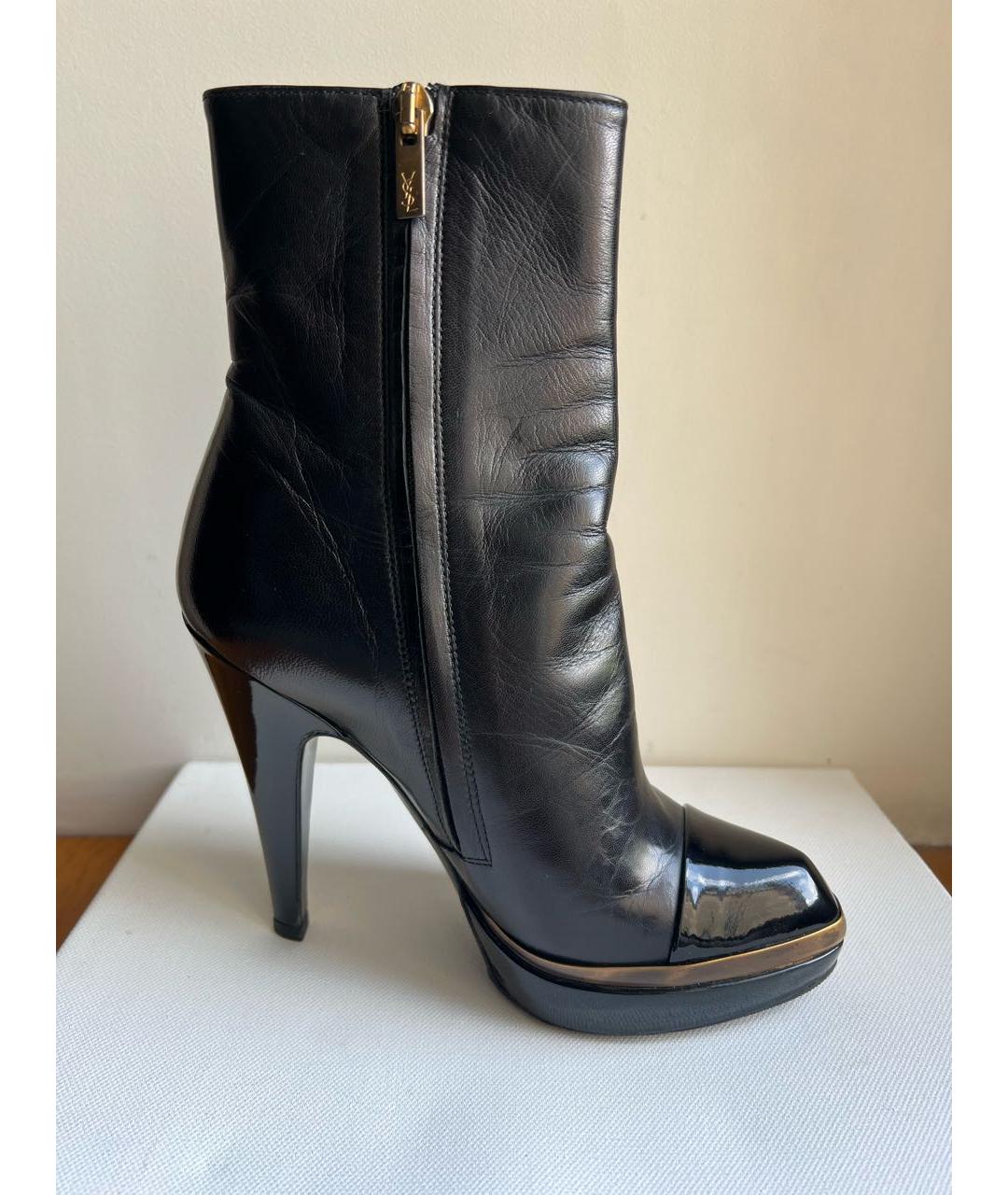 SAINT LAURENT Черные кожаные ботильоны, фото 5