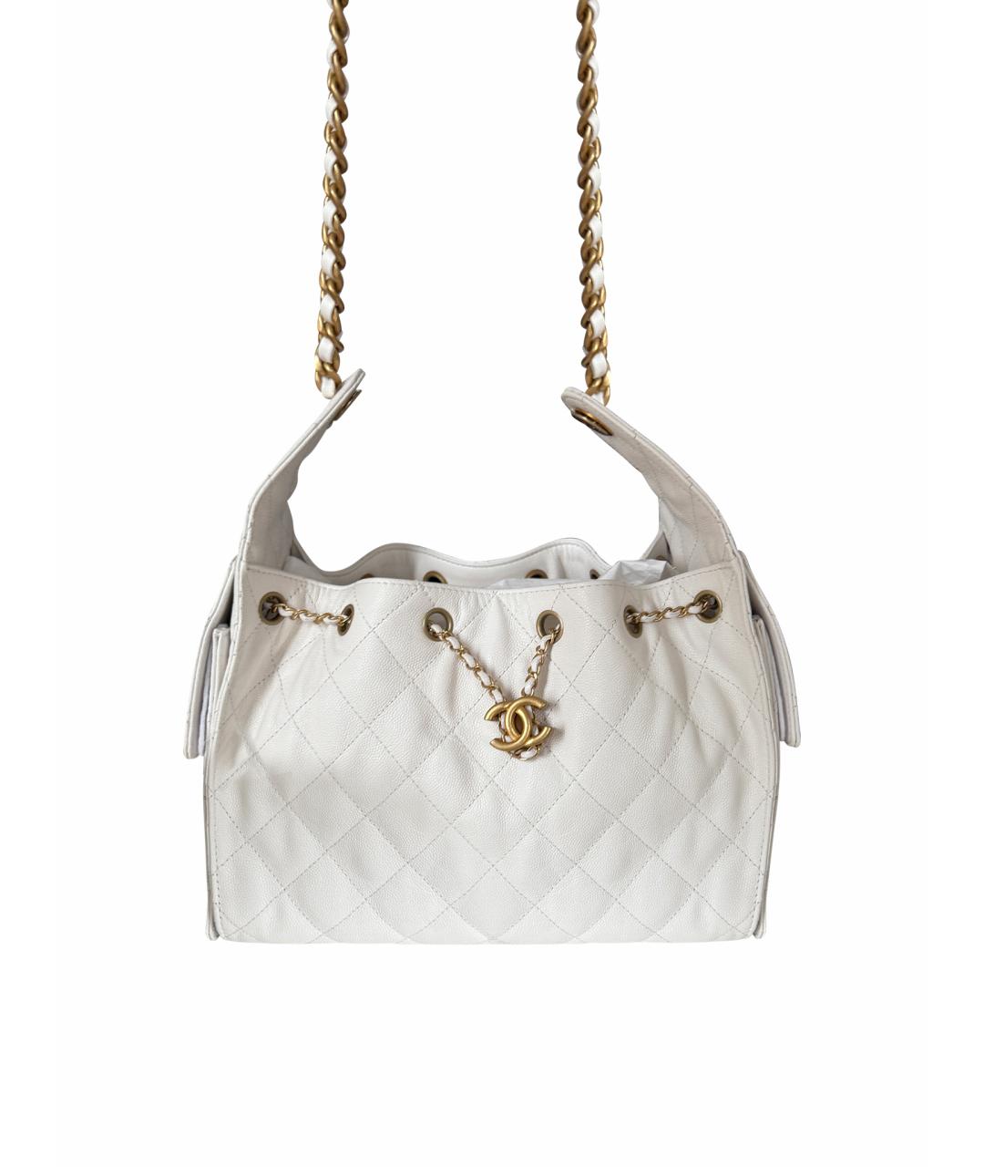 CHANEL Белая кожаная сумка тоут, фото 1