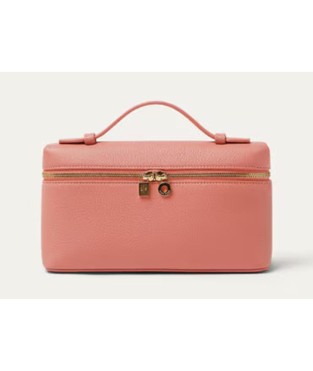 LORO PIANA Коралловая кожаная сумка с короткими ручками, фото 6