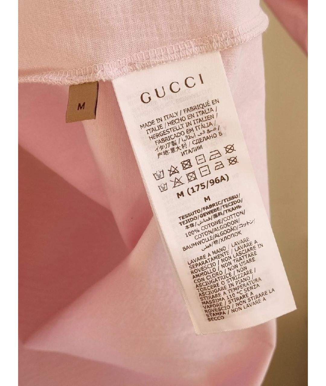 GUCCI Розовая хлопковая футболка, фото 5