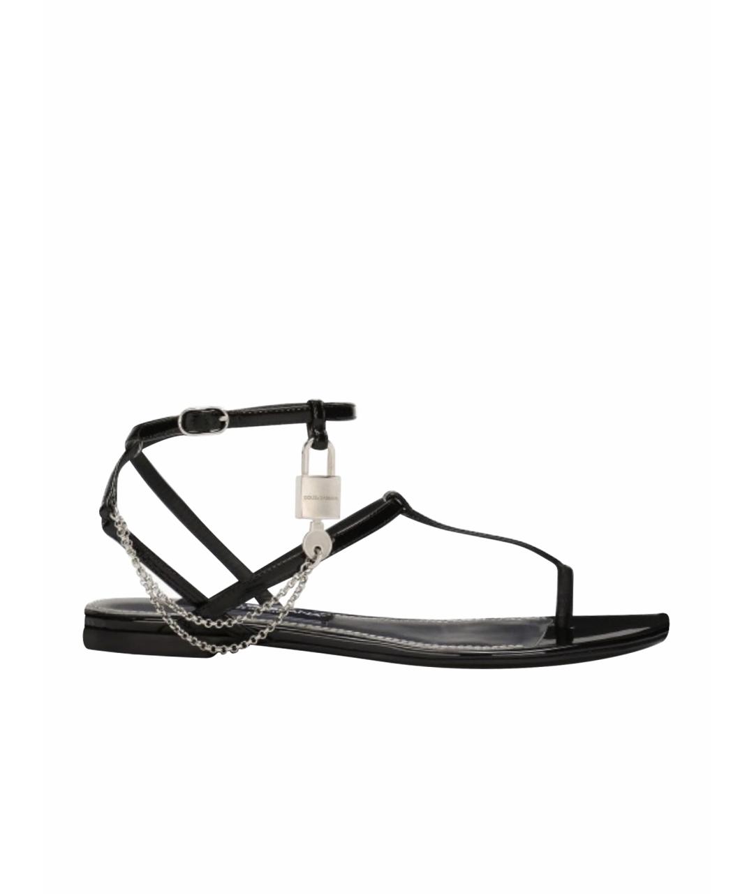 DOLCE&GABBANA Черные босоножки из лакированной кожи, фото 1