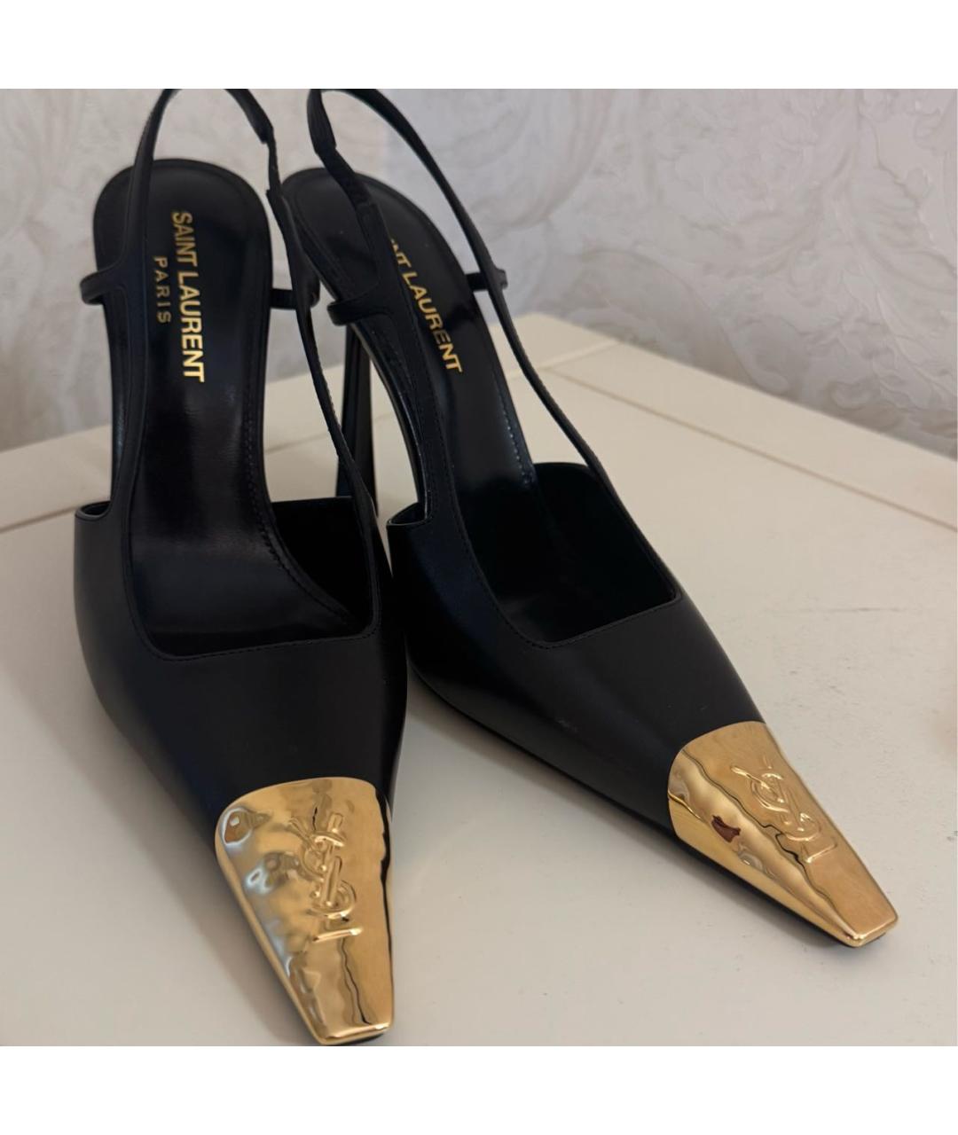 SAINT LAURENT Черные кожаные туфли, фото 2